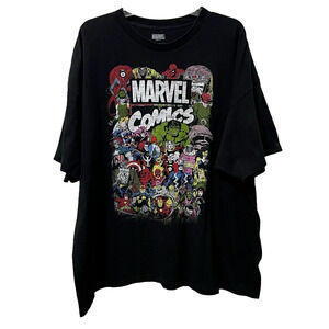 Marvel Comics Superhero Collage Graphic T Shirt Mens 3XL Black Short Sleeve